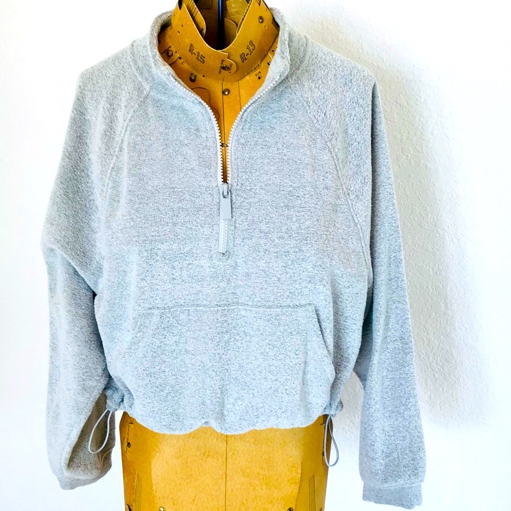 Old Navy Women’s Cropped Heather Gray 1/4 Zip-Up Fleece